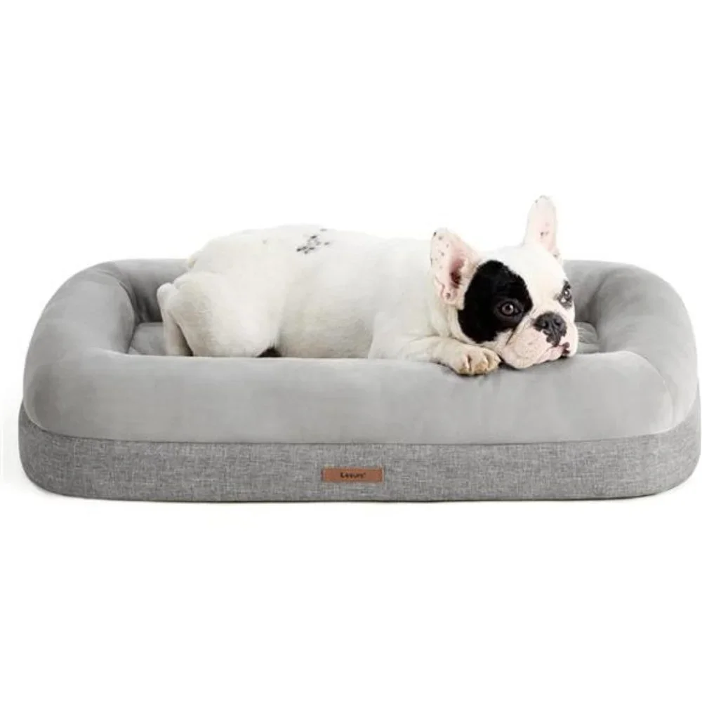 Bamboo Charcoal Memory Foam Dog Bed - Orthopedic Dog Bed for Medium Dogs, Grey